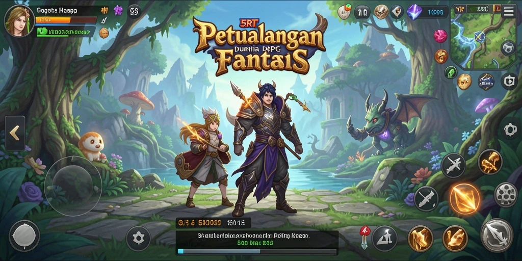Screenshot utama 5RT menampilkan aksi pertarungan RPG yang seru dan dinamis.