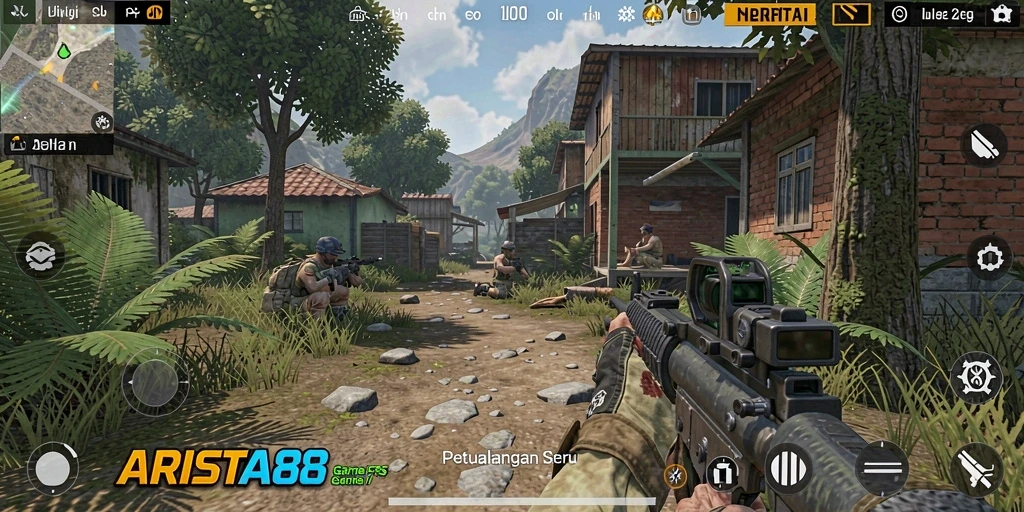 Gameplay intens ARISTA88 dalam aksi tembak-menembak mendebarkan.