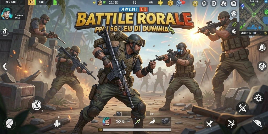 Gameplay seru di AW8 dengan pertarungan epik Battle Royale.