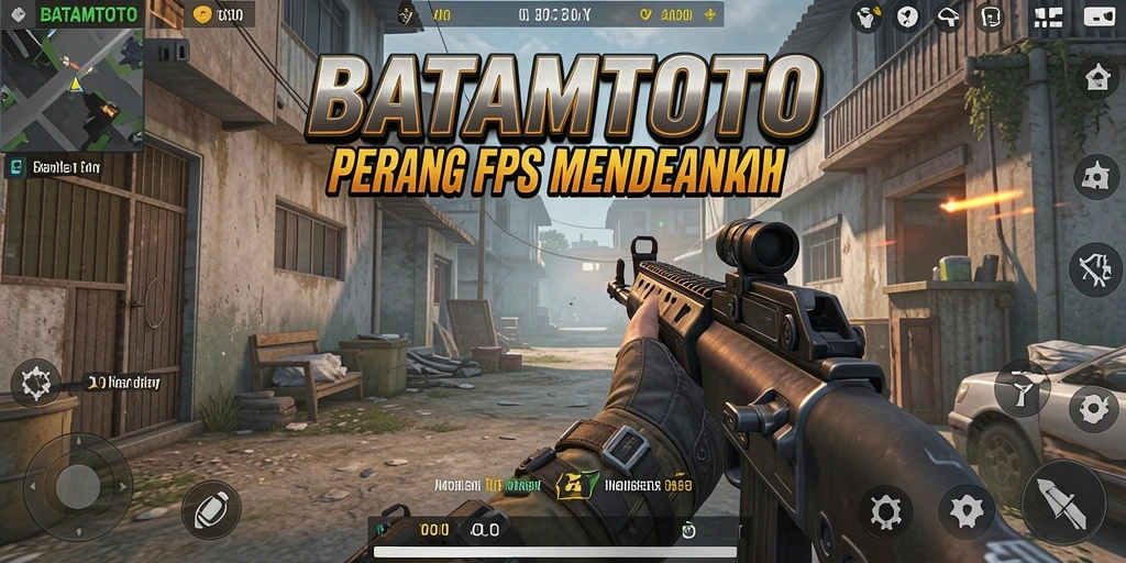 Screenshot gameplay BATAMTOTO menunjukkan aksi menembak yang intens dan mendebarkan.