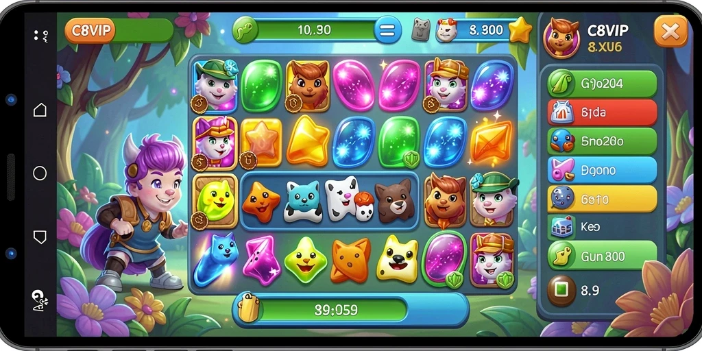 Screenshot C8VIP menunjukkan gameplay seru dan penuh warna.