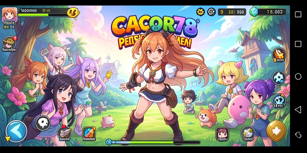 Tampilan gameplay seru dalam dunia anime yang penuh warna.