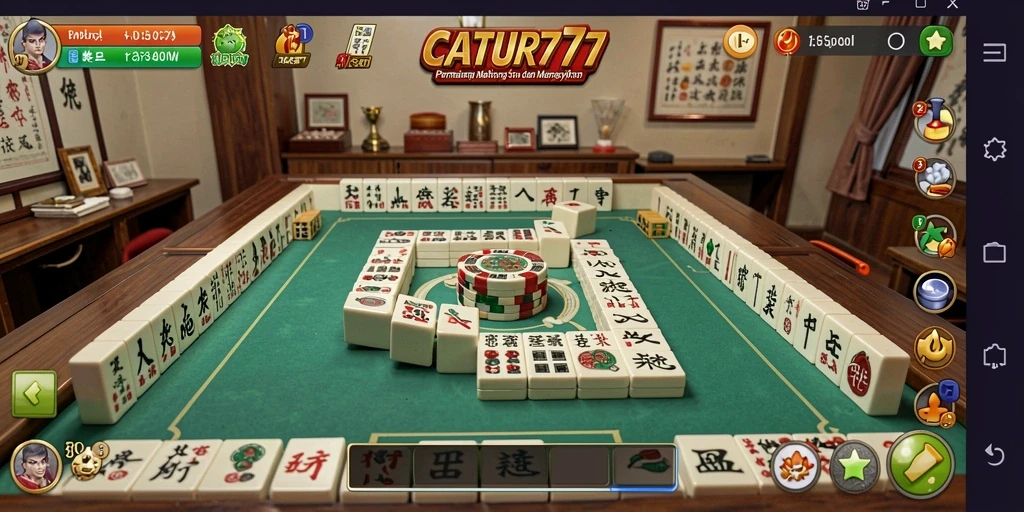 Screenshot permainan CATUR777 menampilkan aksi seru Mahjong.
