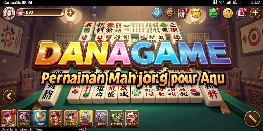 Tampilan gameplay seru dalam DANAGAME yang menampilkan elemen Mahjong.