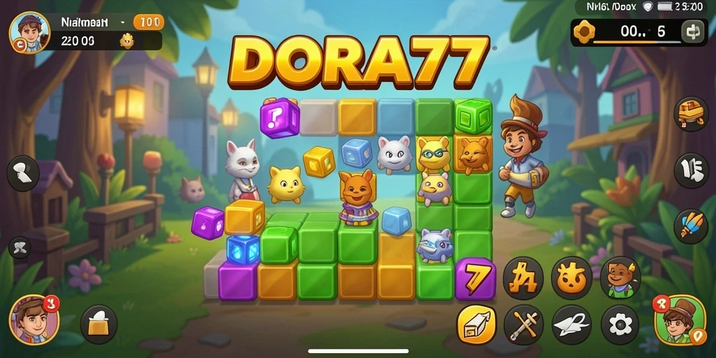 Screenshot gameplay DORA77 menampilkan tantangan puzzle yang menarik.