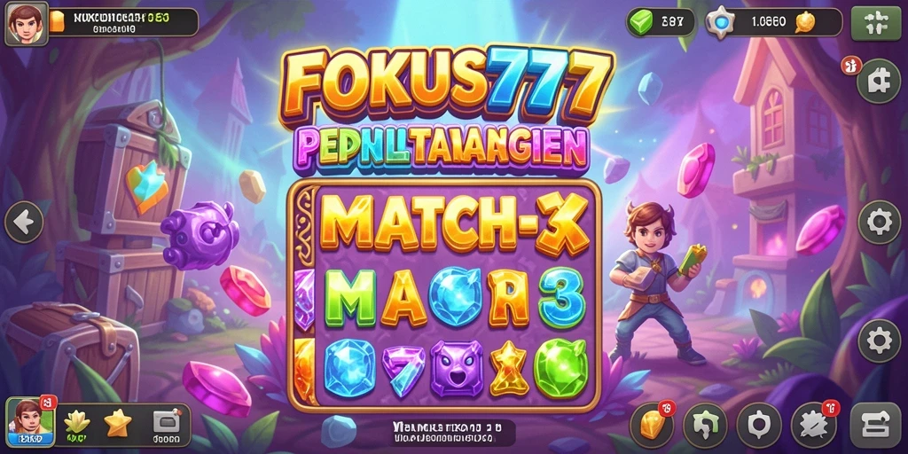 Screenshot gameplay FOKUS777 menampilkan momen mencocokkan yang menyenangkan.