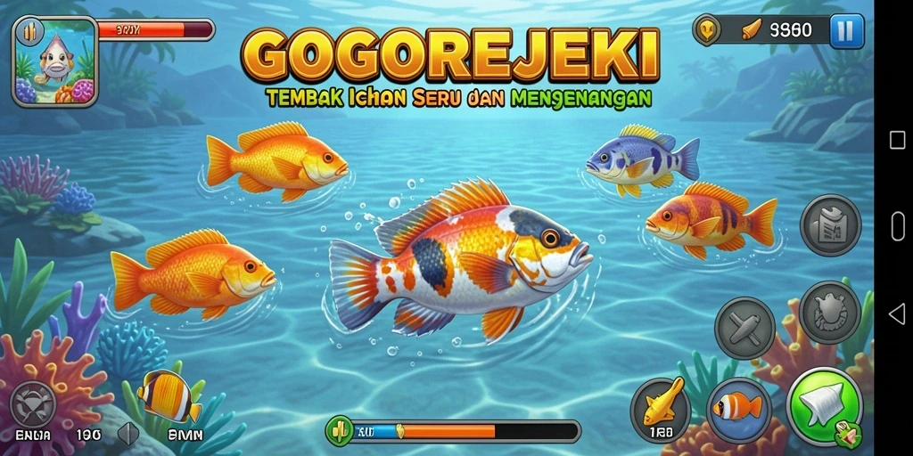 Tampilan gameplay GOGOREJEKI saat menembak ikan.