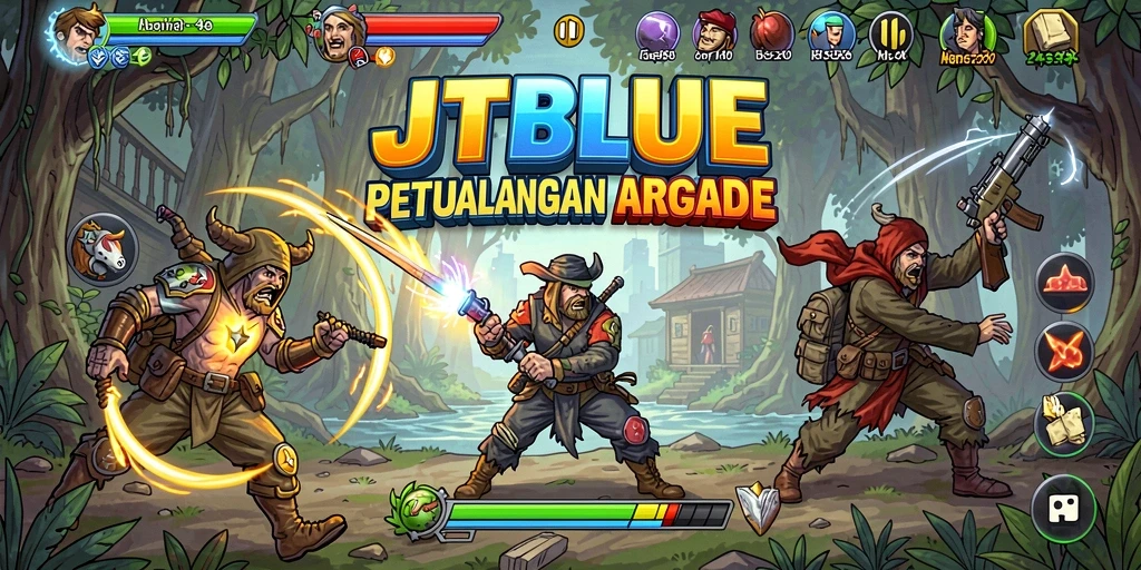 Screenshot gameplay JTBLUE menampilkan aksi seru dan tantangan Arcade yang menarik.