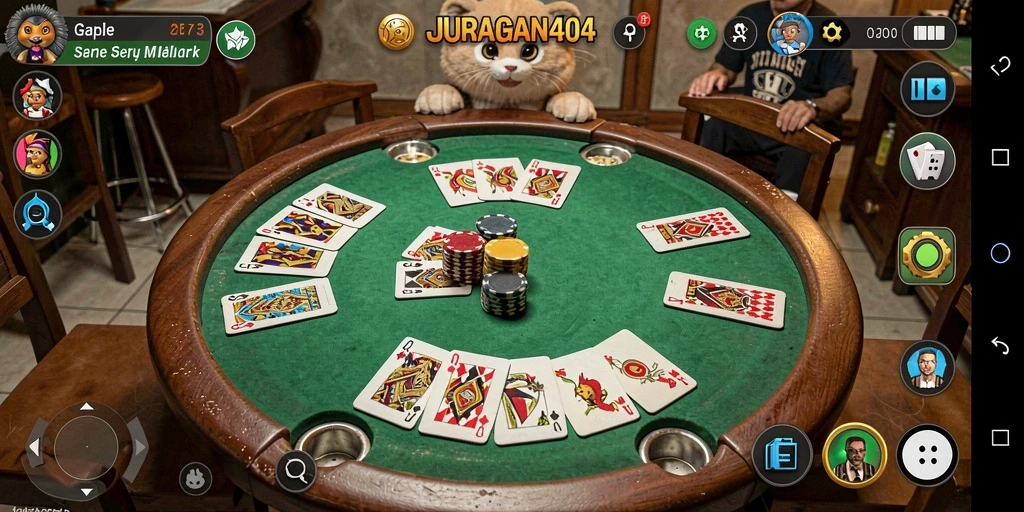 Tampilan gameplay seru di JURAGAN404 dengan suasana Gaple yang menawan.