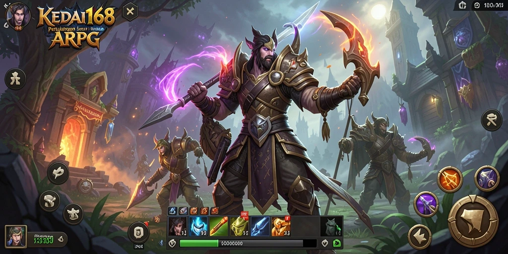 Tampilan gameplay KEDAI168 menampilkan pertarungan seru dan dunia yang memukau.