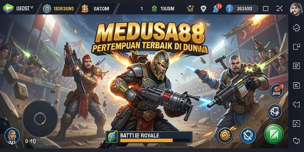 Screenshot gameplay menunjukkan pertarungan seru di MEDUSA88.