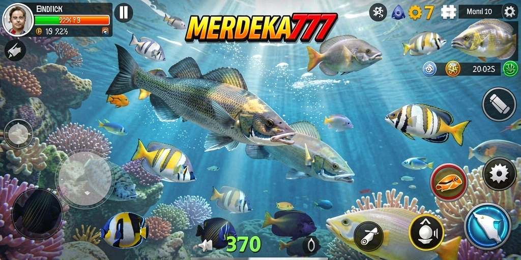 Screenshot gameplay Tembak Ikan MERDEKA777 yang mendebarkan.