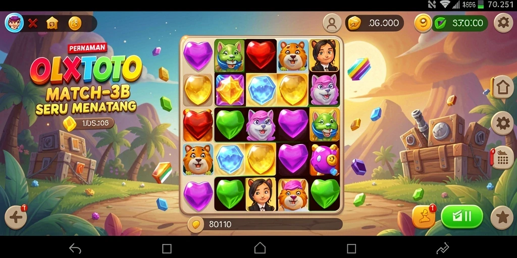 Screenshot gameplay <strong>OLXTOTO</strong> menampilkan aksi seru mencocokkan item.