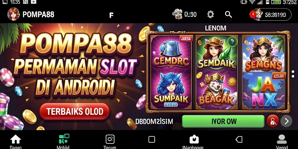 Menampilkan gameplay menarik dari permainan slot POMPA88 dengan berbagai tema.