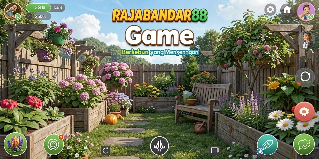 Tampilan screenshot RAJABANDAR88 menampilkan ladang yang subur dan hewan lucu.