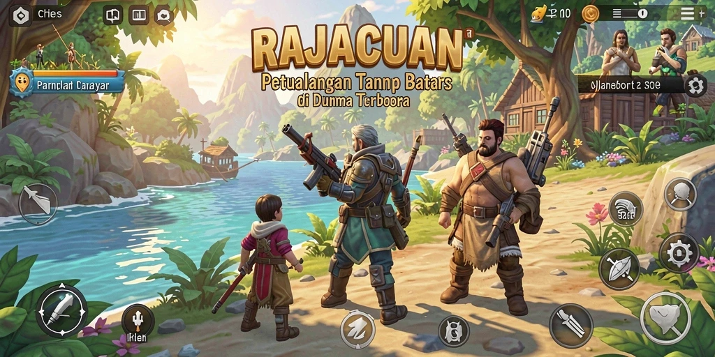 Gameplay menakjubkan RAJACUAN dalam dunia terbuka yang luas.