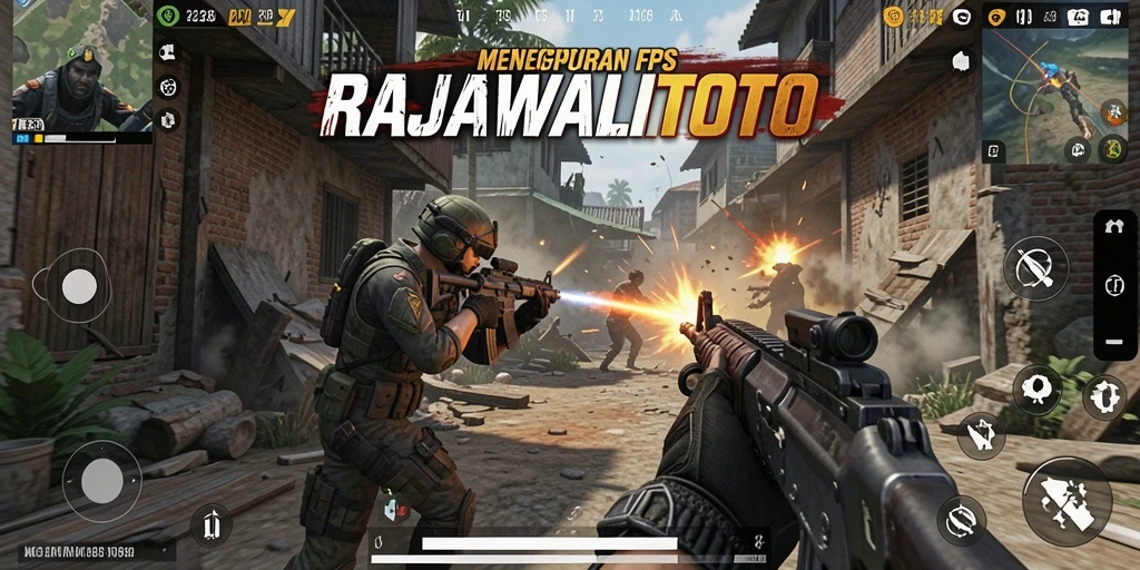 Screenshot utama RAJAWALITOTO menampilkan aksi pertempuran FPS yang mendebarkan.