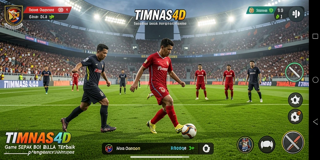 Tampilan gameplay seru di TIMNAS4D dengan aksi sepak bola mendebarkan.