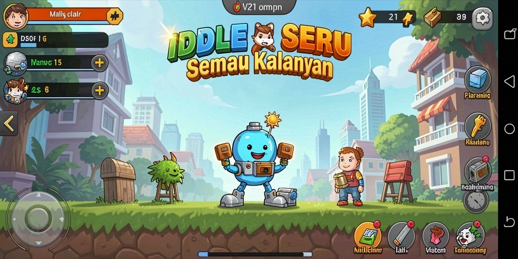 Screenshot gameplay V21 menampilkan elemen Idle yang menarik dan grafis yang memikat.